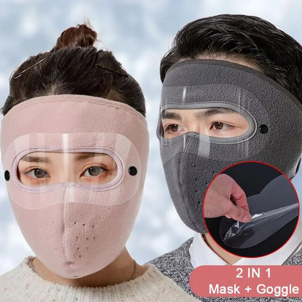 Outdoor Cycling Winter Men's And Women's Windproof Masks With Fleece, Breathable And Cold-proof High-definition Goggles