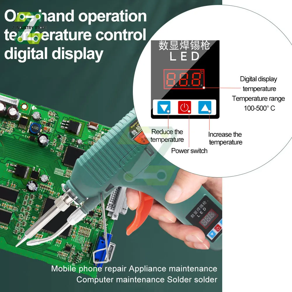 80/120W Digital Display Soldering Iron Gun 180-520°C Adjustable Temperature Automatic Send Tin Gun Repair DIY Tool