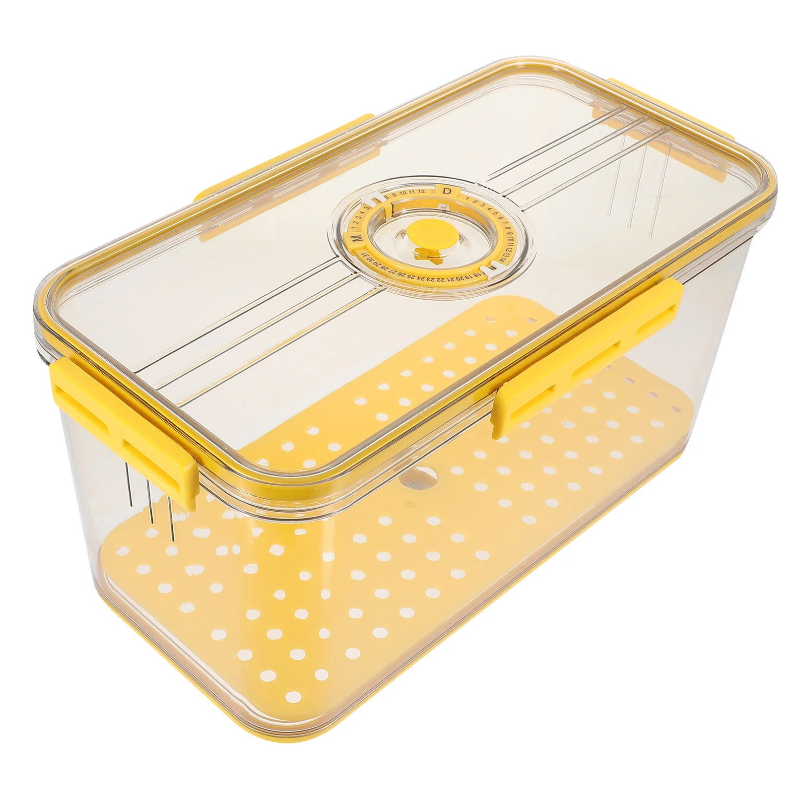 

Fridge Food Container 4-Sided Lock Sealed Ring Timing Lid Bread Storage Box Refrigerator Organizer Bins Vegetable Fruit