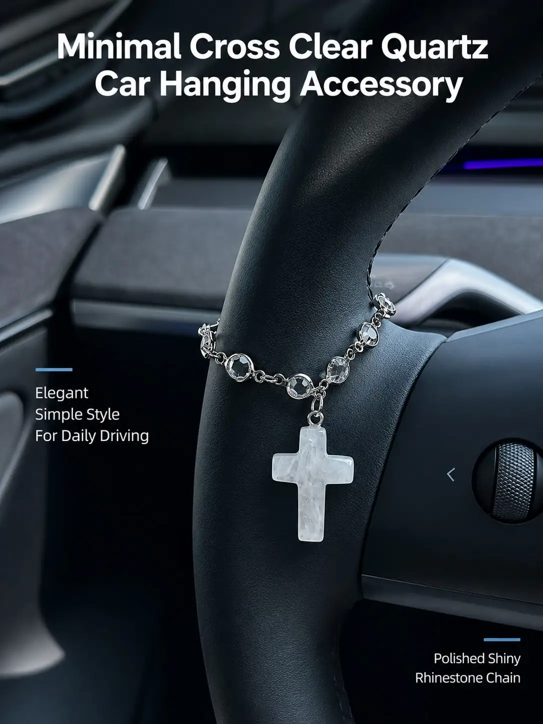 Muslim Star Moon Cross Car Pendant Ramadan Steering Wheel Hanging Ornament Auto Decor Gift
