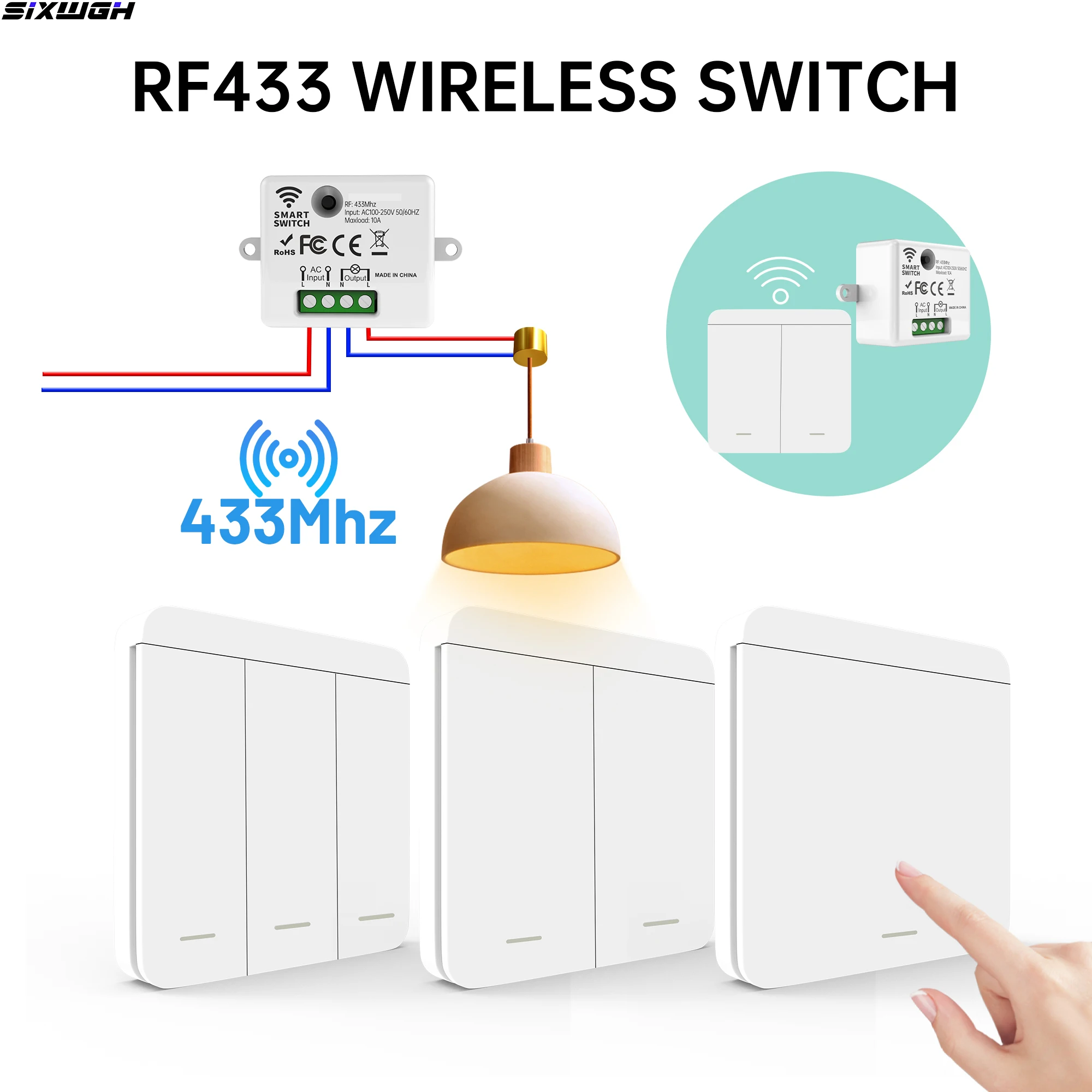 Wireless Switch RF 433Mhz Remote Controller for Home Automation LED Switch - Easy to Install