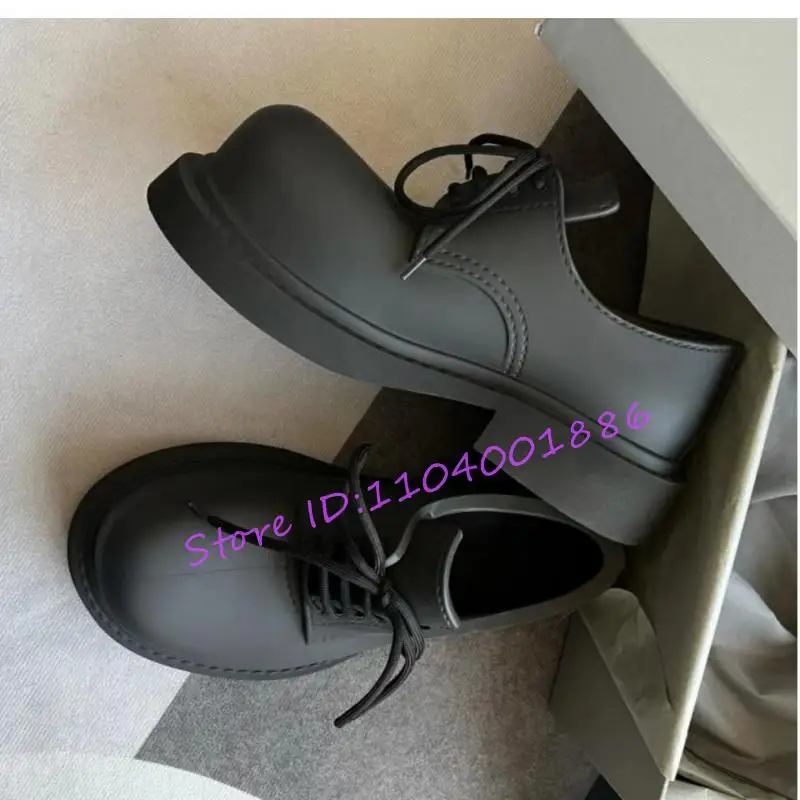 Cabeça grande derby sapatos para homens mulheres estilo britânico rendas até sapatos casuais de couro marca designer salto grosso bombas femininas tamanho 46