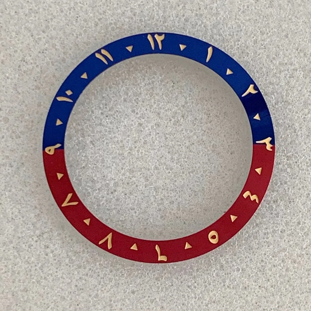 Color-blocked aluminum, diagonal circle, ancient Arabic numerals, outer diameter 38mm, inner diameter 30.5mm, suitable for 40mm