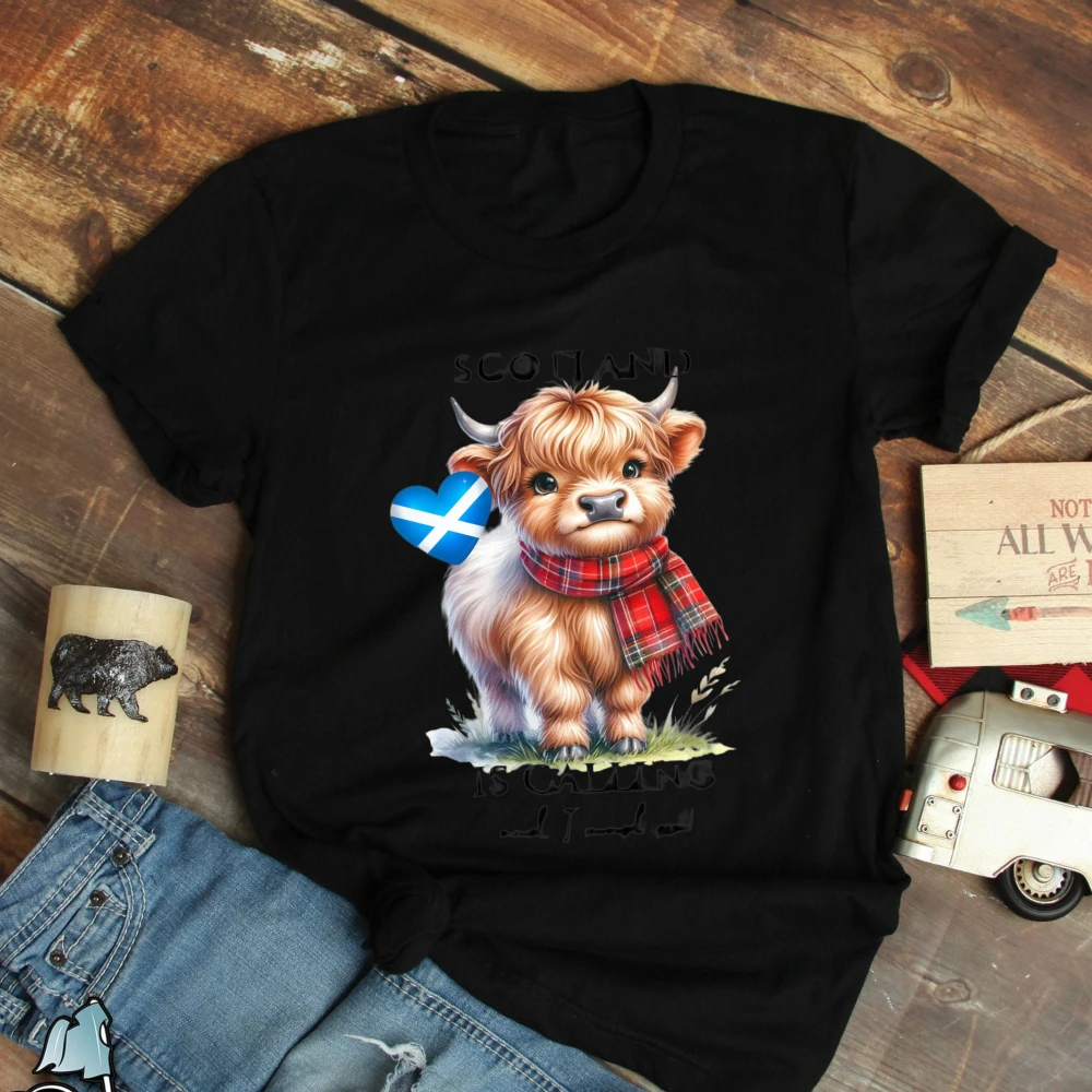 Scotland Highland Cow T-Shirt Scottish Tartan Unisex Shirt Soccer Cup 2026 Scotland Soccer Fan Tee Cute Funny Highland Cow shirt view 3