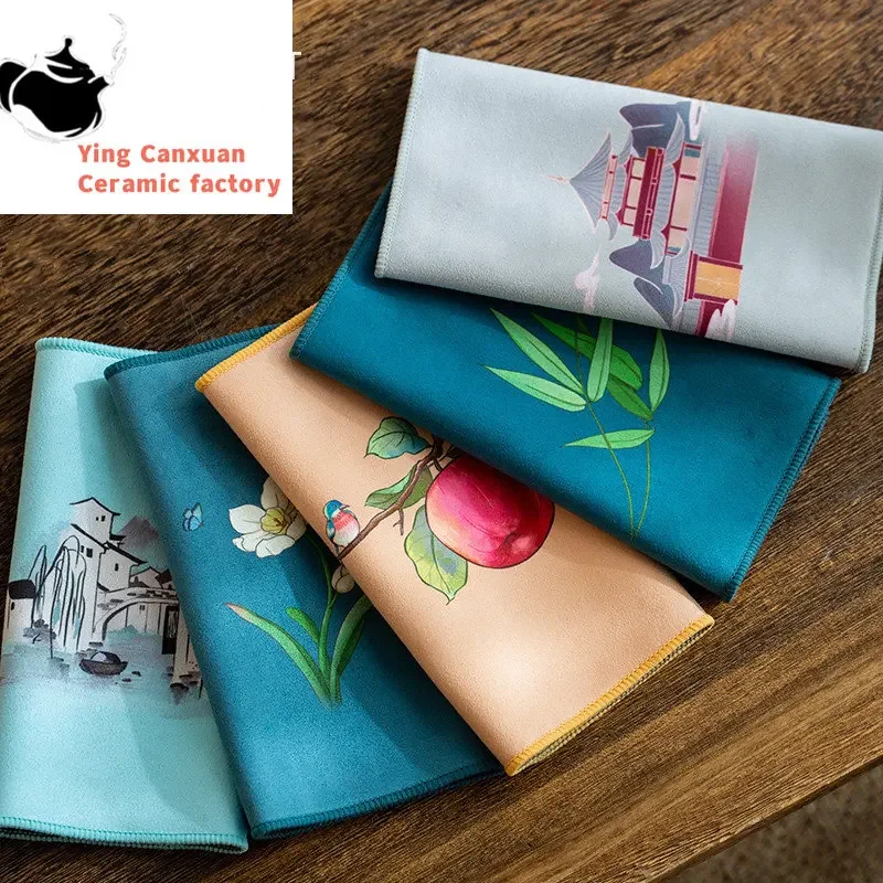 

Китайский чайник, китайское утолщенное чайное полотенце, высококачественное плюшевое Впитывающее водное полотенце, столовое освещение, чайный набор Acc