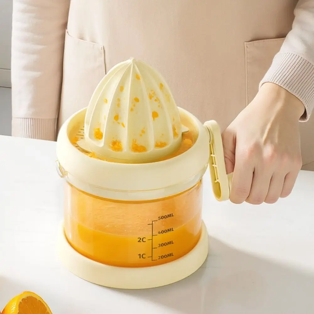 

Transparent Manual Fruit Juicer with Cover Labor-Saving Juice Extractor U-shape Spout Multifunctional Citrus Press Desk Gadget