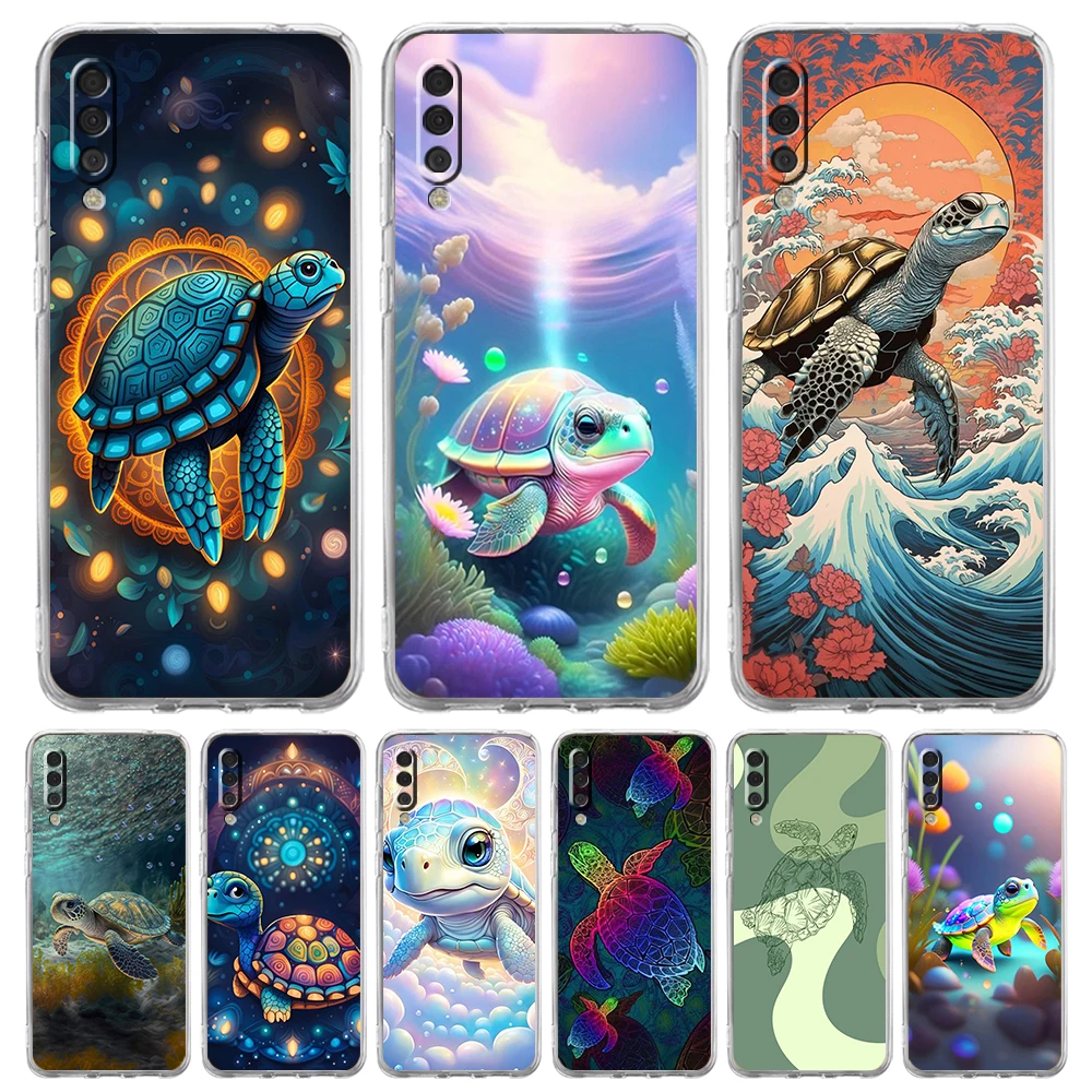 Ocean Animal Tortoise Soft TPU Cover for Samsung Galaxy A25 A23 A22 A52S A52 A55 A72 A51 A71 A41 A31 A13 Transparent Phone Case