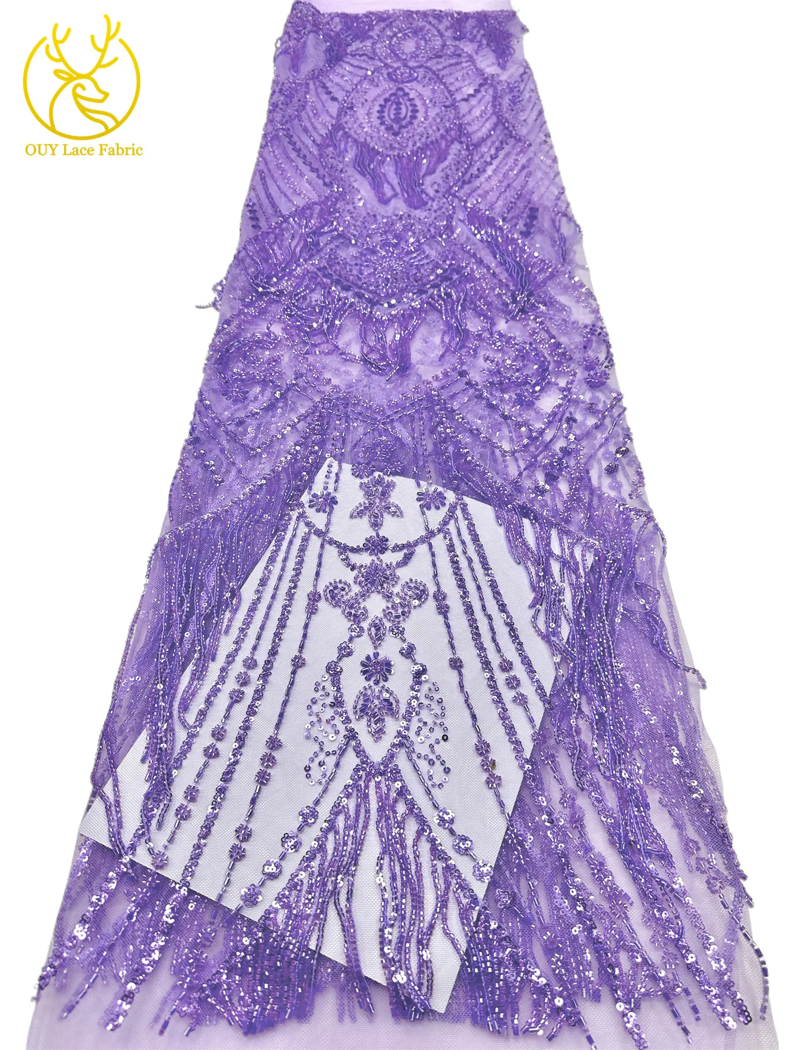 Roter 3D afrikanischer nigerianischer Perlen-Spitzenstoff, französischer Pailletten-Tüll, bestickter Spitzenstoff für Damen, Hochzeitsdekoration, Kleid, Nähen – Detail 20