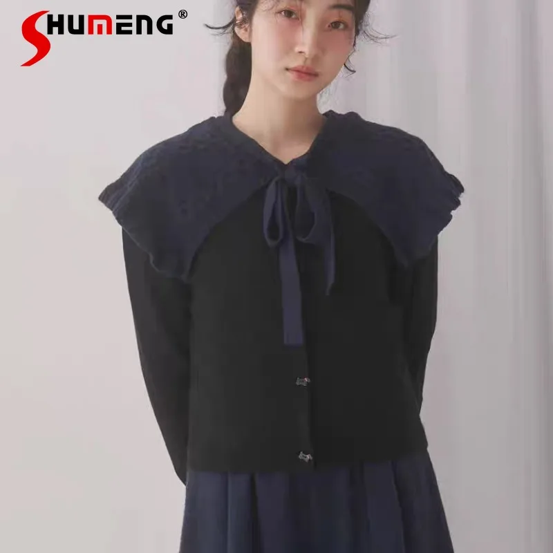 

Japanese Lolita Long-sleeves Top Sweet Cute Soft Core Spun Yarn Cartoon Button Crew Neck Knitted Sweater Three Colors Available