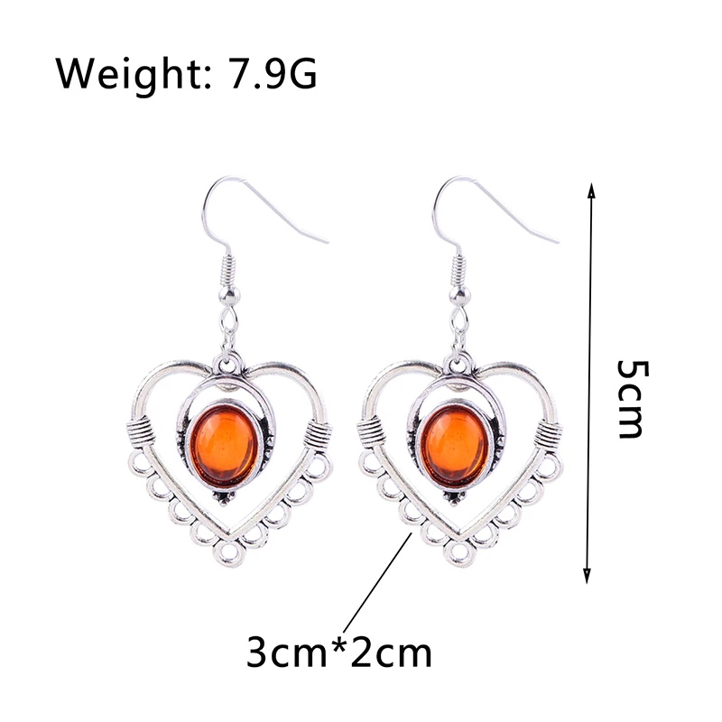 Ethnische Legierungs-Ohrringe mit Herzanhänger für Damen und Mädchen, Party- und Festival-Schmuck, Geschenke – Detail 14