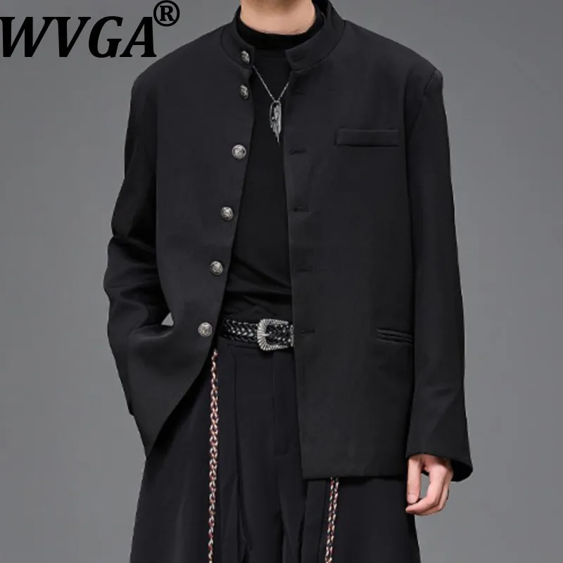 

WVGA весна осень новый мужской костюм в китайском стиле высокого класса с воротником-стойкой пиджак нишевый шикарный повседневный пиджак Yamamoto Ins Y2K W14072