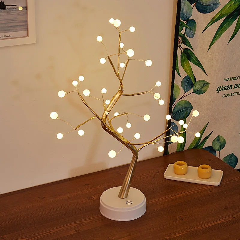 Pearl Firefly Tree Light Touch Switch USB Battery Box Night Light LED Copper Wire Light