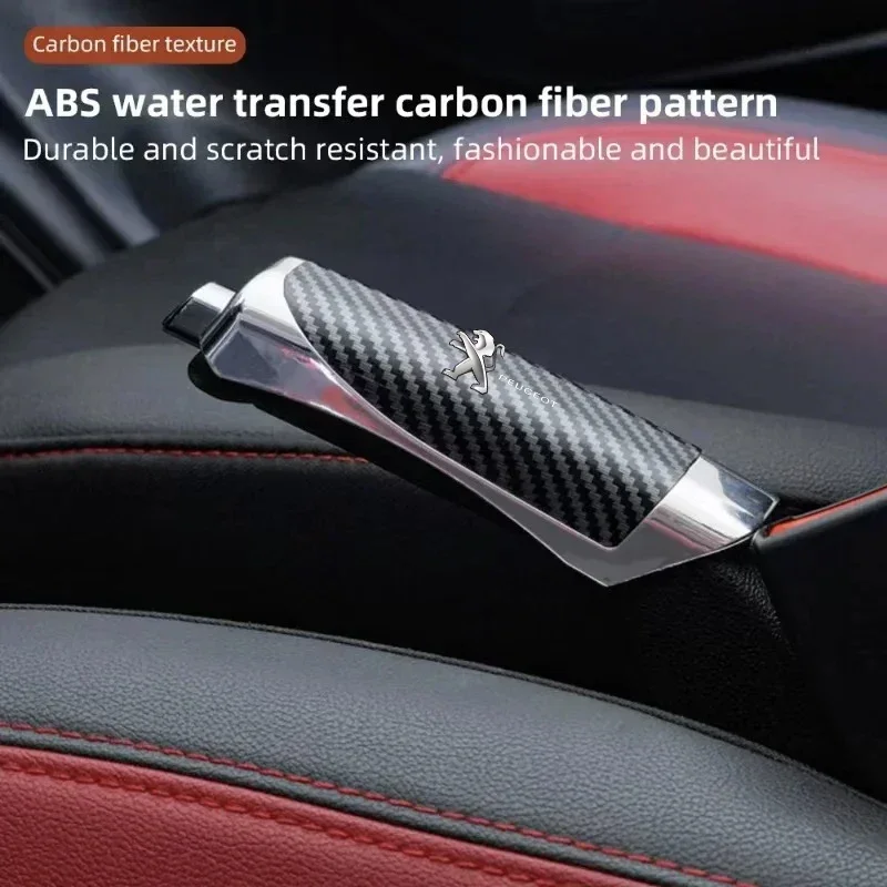 

Car Hand Brake Cover Handbrake Grips Protection Cover Carbon Fiber Parking BrakeFor Peugeot 308 408 508 RCZ 208 3008 2008