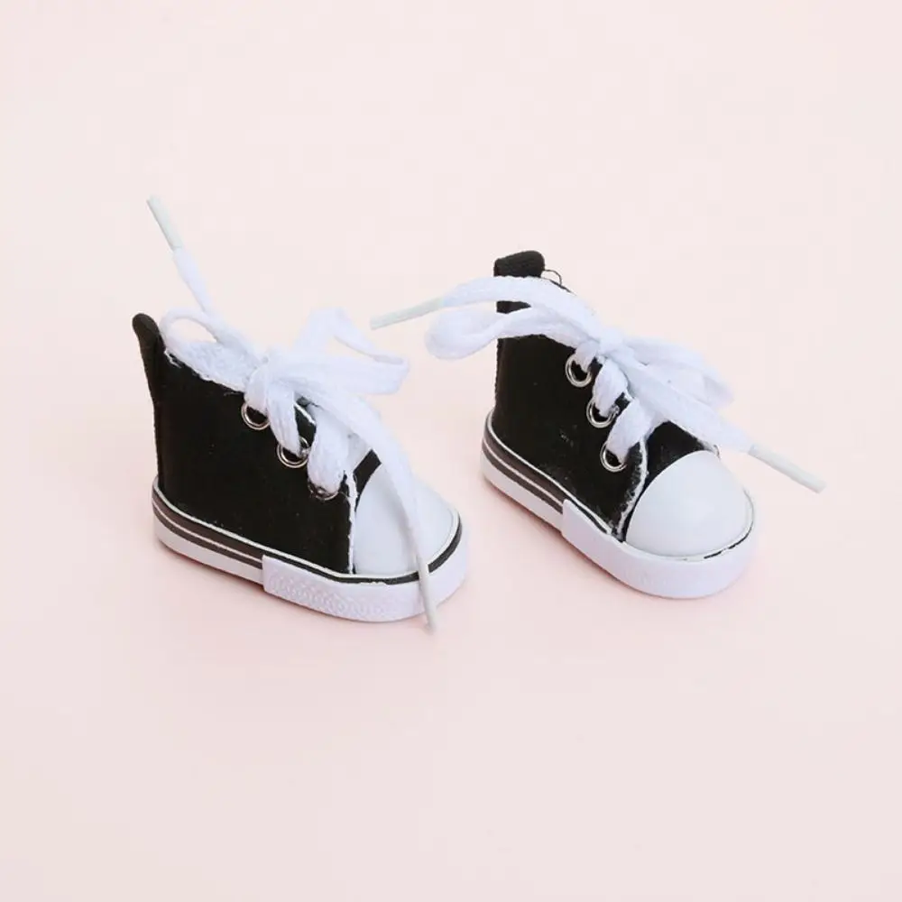 1 Pair 5.5cm Length Doll Canvas Shoes Mini DIY Doll Sneakers Plimsolls High Top 1/6 Scale Mini Sneakers Children Toy