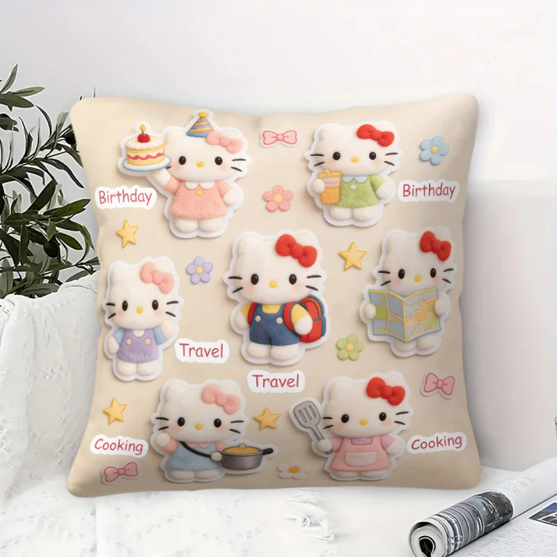 

Декоративная подушка Sanrio Hello Kitty с 3D-принтом, плюшевая, в разных образах, для дивана, спальни, автомобиля