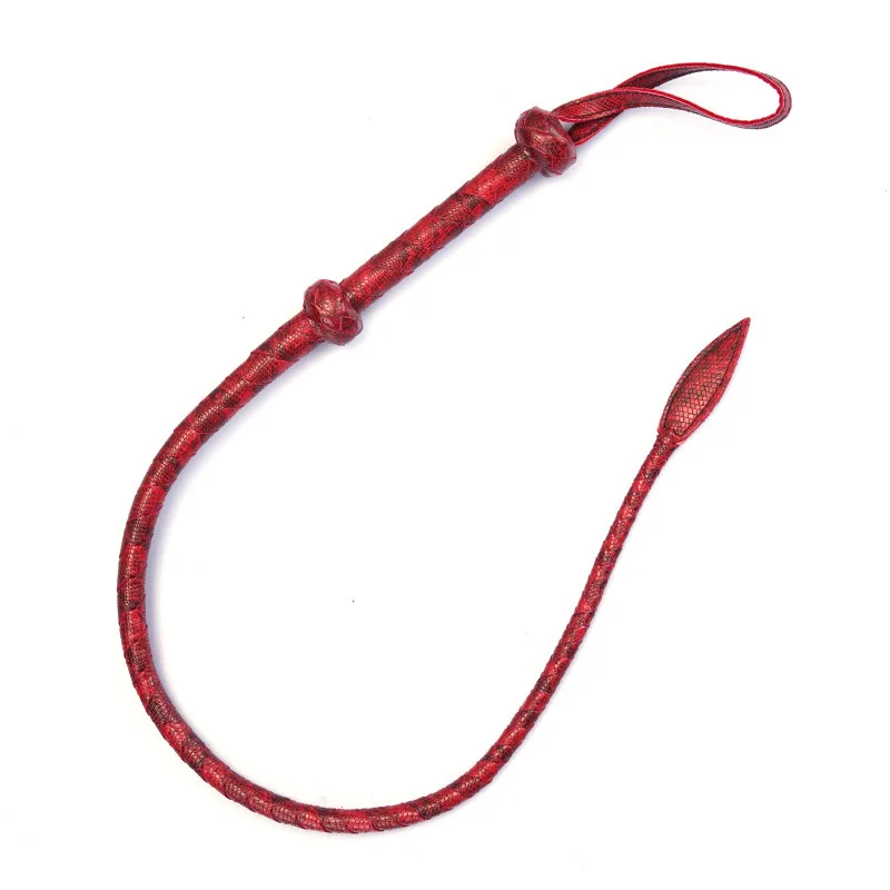 Red Cowhide Leather HorseWhip Training Crop Riding Real Leather Whips for Horse Training