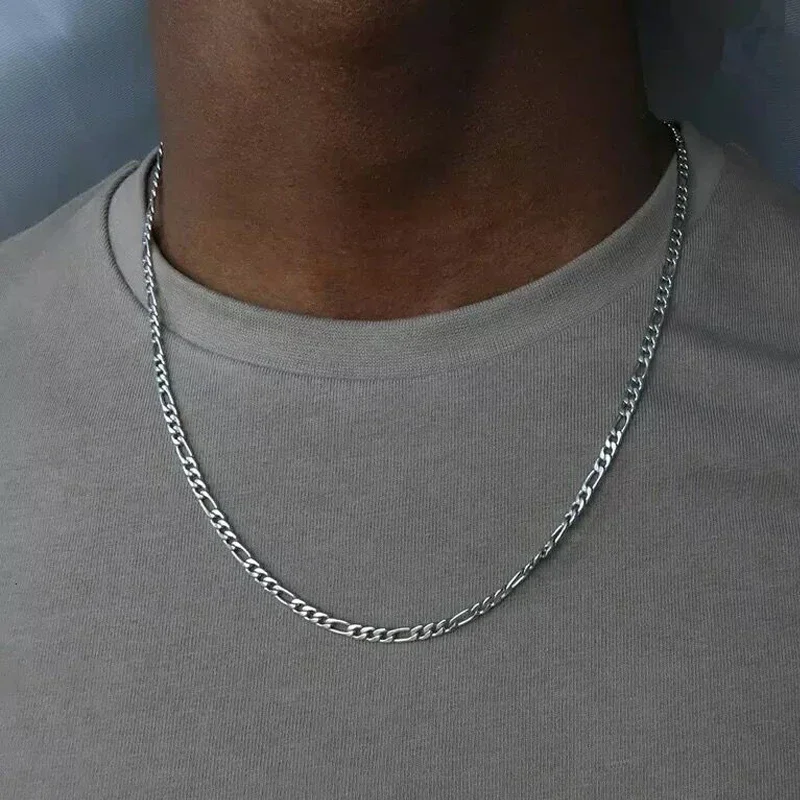 

4mm 40-75cm 925 Silver Figaro Chain Necklace For Women Men Long Necklace Hip Hop Jewelry Gift
