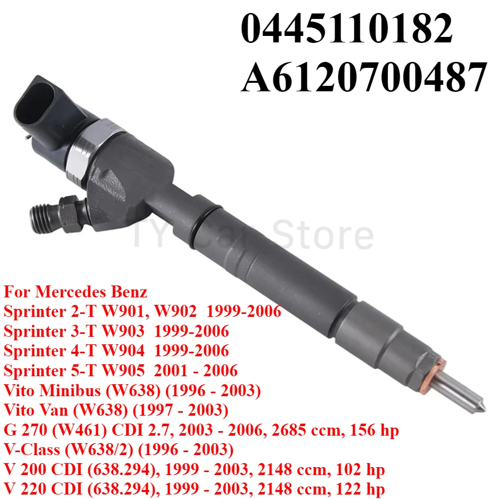 

0445110182 A6120700487 Новая форсунка дизельного топлива для Mercedes-Benz Sprinter Vito V200 G270 2,2 2,7CDI 1999-2006 гг.