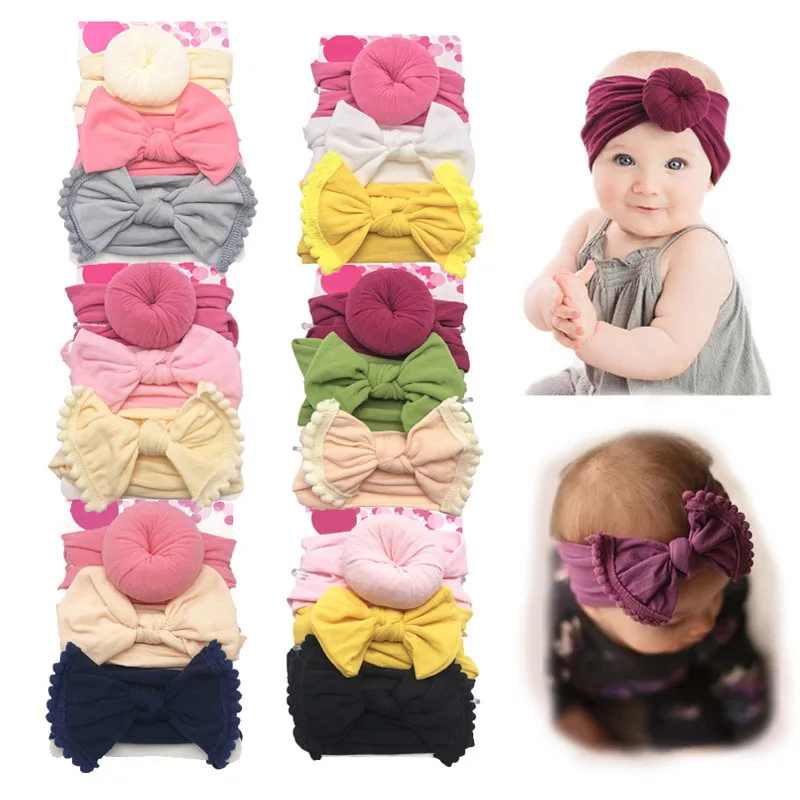 

Headwrap Newborn Baby Headband For Girls Elastic Knit Children Turban Baby Cute Bows Soft Nylon Kids Headwear Hair Accessories