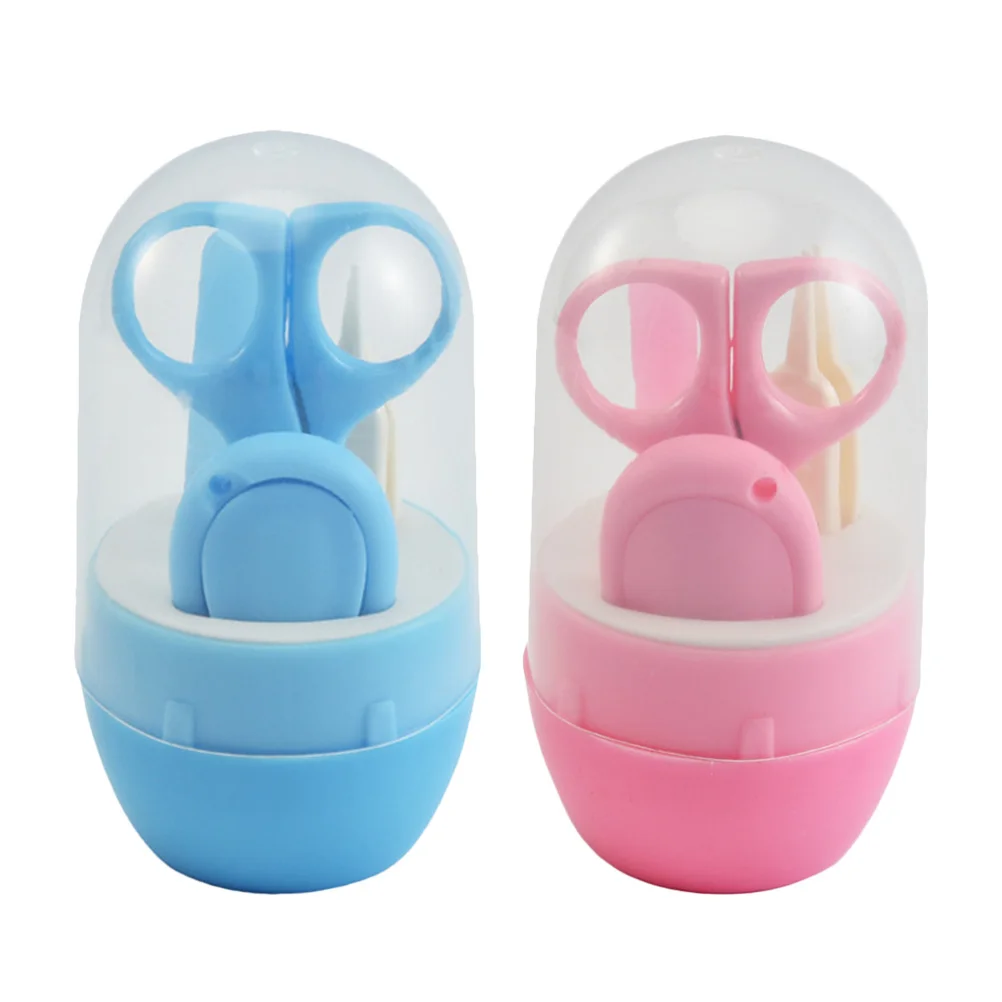 

2Sets Baby Nail Clippers Kit Compact Design Safety Toddler Nail Scissors Baby Nose Cleaner Manicure Set Kids Safety Scissors
