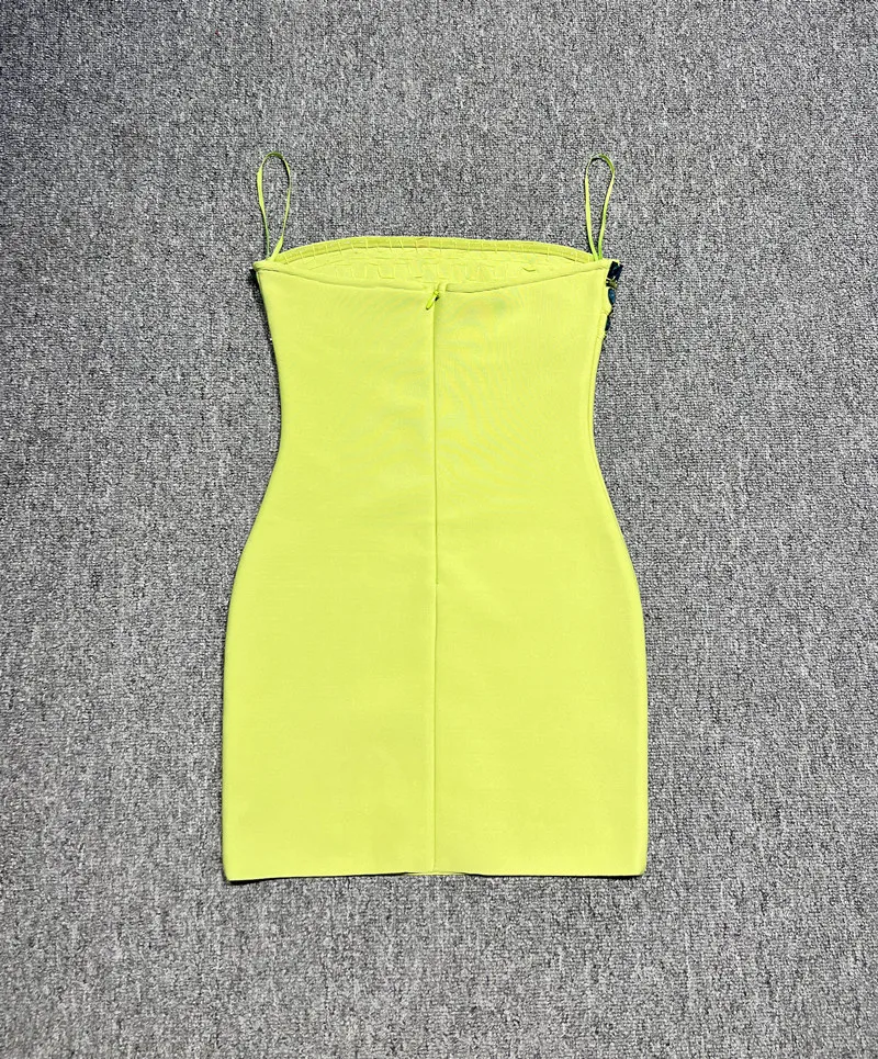 Mulheres verão verde bandage vestido sexy sem alças cristal cortar bodycon mini noite clube vestidos de festa hotwife high street