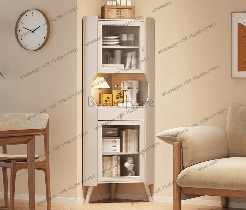 corner all solid wood triangular shelf household living room dining side wine cabinet against the wall corner study storage