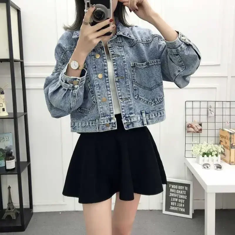 Women's Loose-fit Cropped Denim Jacket Spring/autumn Casual Top Student Style Jacket 2024 New Fashion Small Outerwear