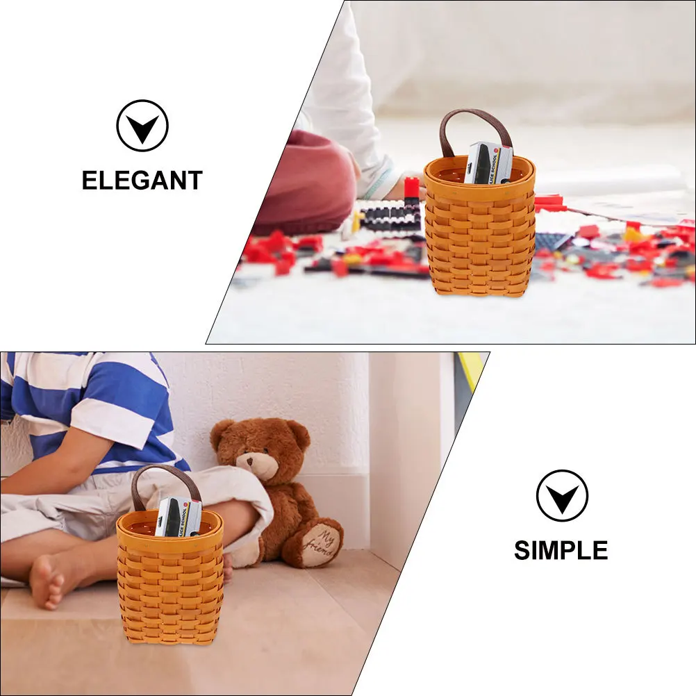 

2pcs Woven Storage Baskets Wooden Hanging Kitchen Vegetable Baskets Rustic Wall Mounted Flower For Home Restaurant Use