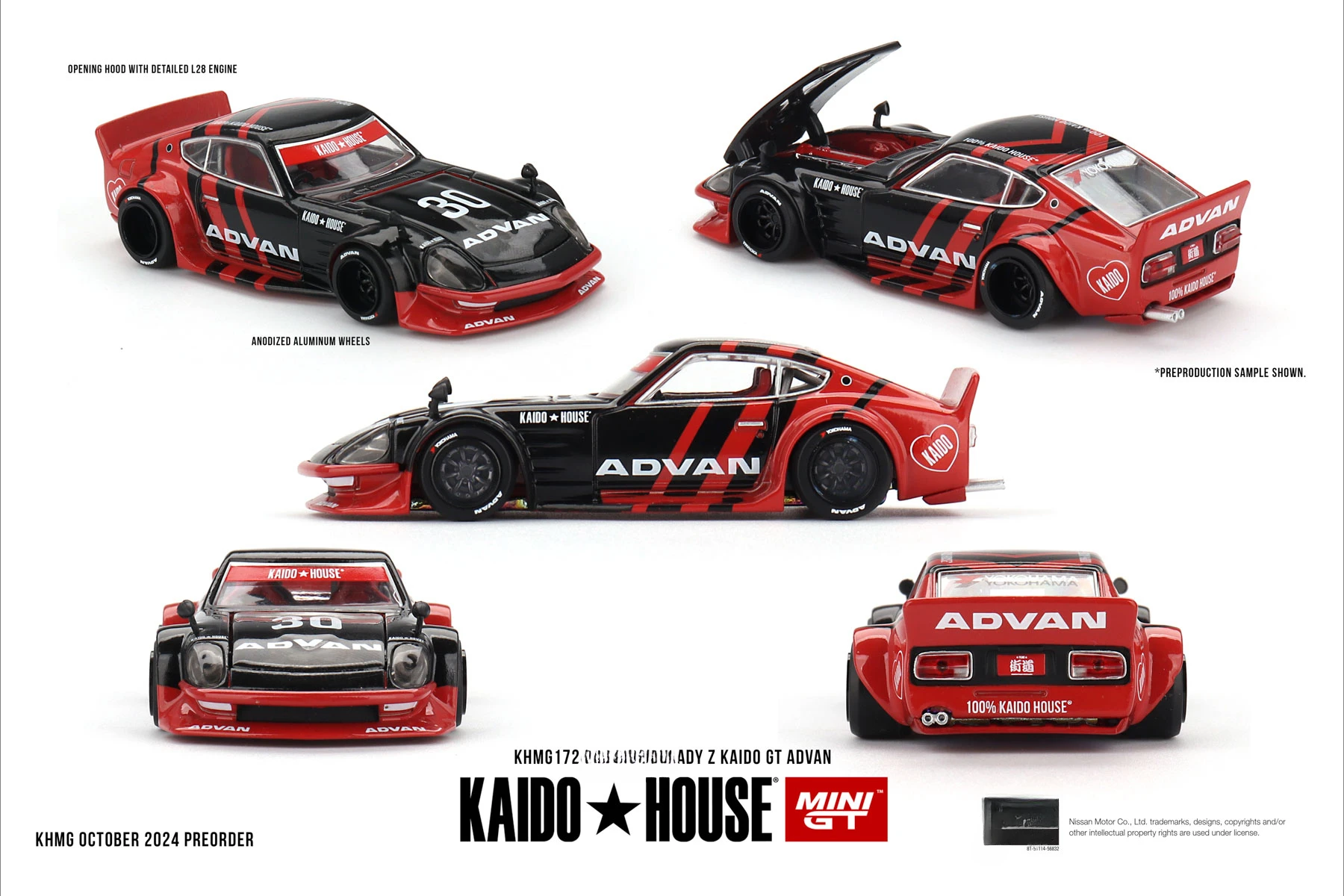 **Pre-order **Kaido House + MINIGT 1:64 Fairlady Z Kaido ADVAN Diecast Model Car