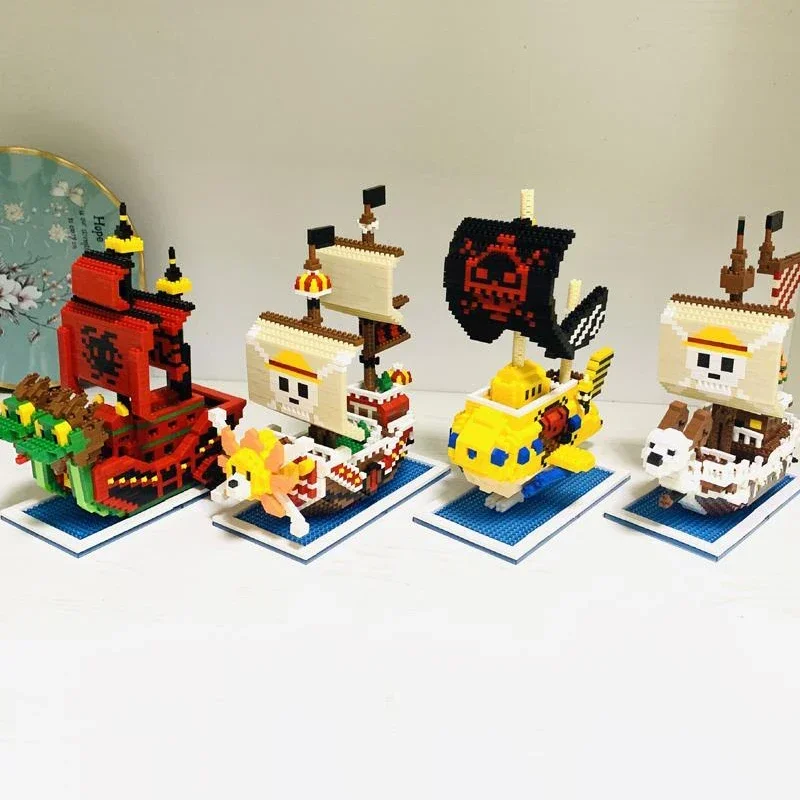 ZMS Anime One Piece Going Merry Thousand Sunny Nine Snake Pirate Ship Submarine Mini Diamond Blocks Bricks Building Toy No Box