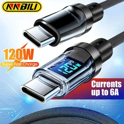 NNBILI 120W USB A to Type C Digital Display Cable Fast Charging PD USB C to C Cable For iPhone 15 Xiaomi 14 HUAWEI Macbook iPad
