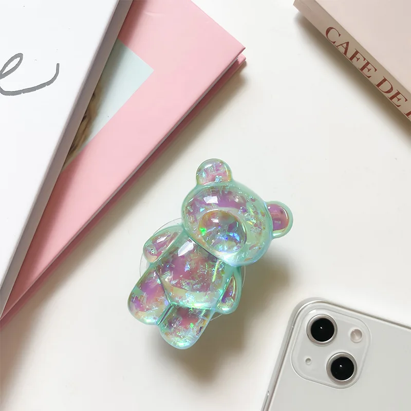 Koreanischer 3D Glitzer Bär Handyhalter Grip Tok Halterung für iPhone Samsung Xiaomi Faltbarer Auto-Klappständer für Mobiltelefone – Detail 5