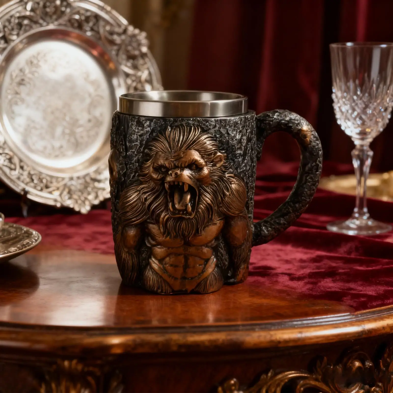 400ml-レイジングエイプコーヒーマグ-ノベルティクールエイプ樹脂彫刻ビールマグ-パーティーデコレーション-ピクニック釣りアウトドア用ドリンクウェア