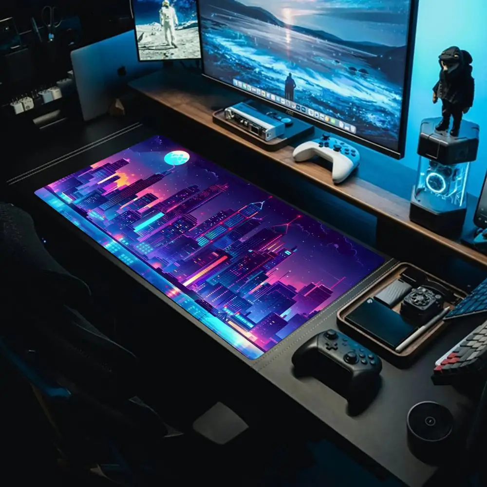 لوحة ماوس بنمط Sci-Fi Cyberpunk - قاعدة مطاطية غير قابلة للانزلاق، قابلة للغسل، مناسبة للعمل والألعاب والمساحات المكتبية