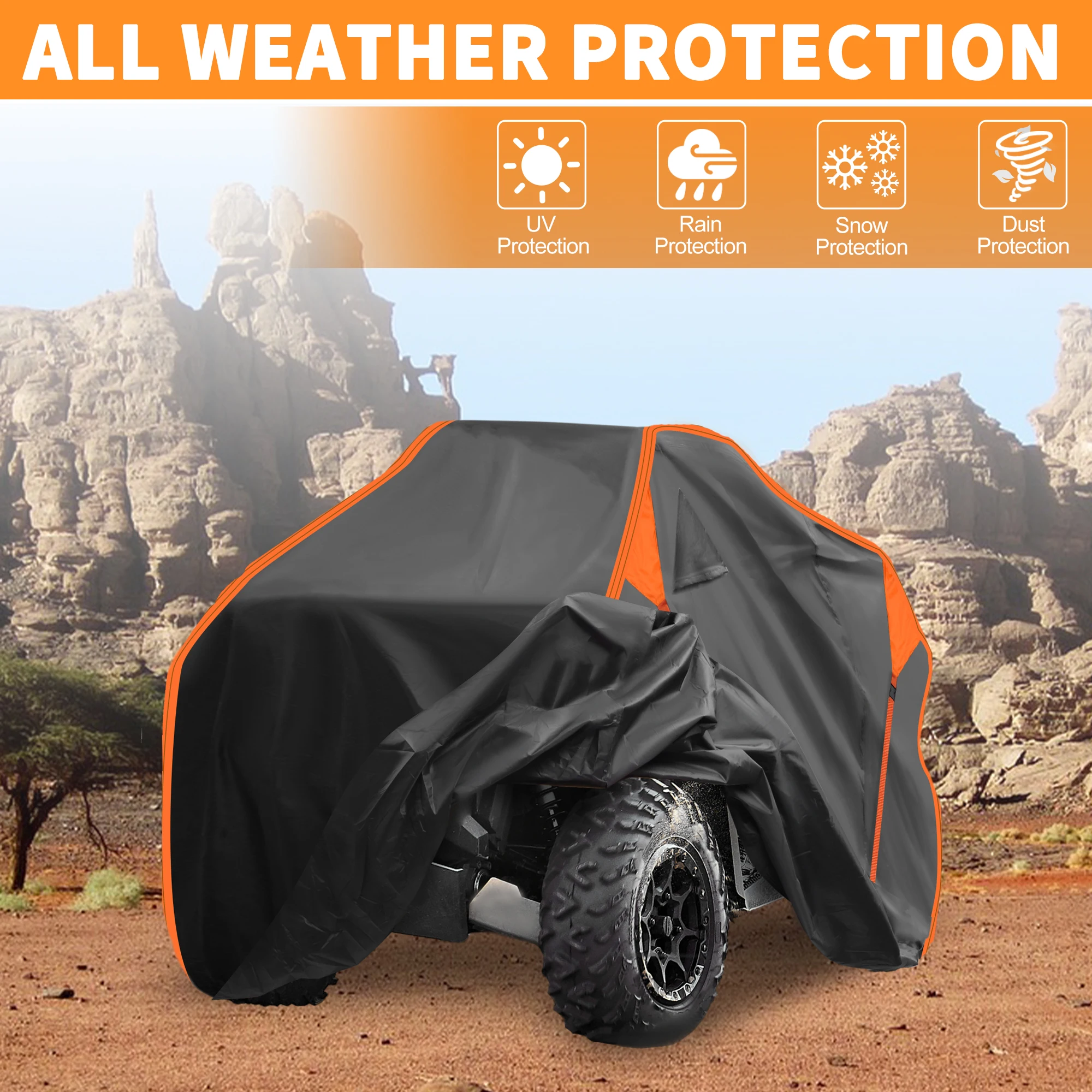 UXCELL ATV-Abdeckung für Can-am OUTLANDER MAX XT DPS/XT-P, wasserdicht, 4-Rad-Quad-Abdeckung, Outdoor, Sonne, Regen, Aufbewahrungsschutz, Schwarz – Detail 2