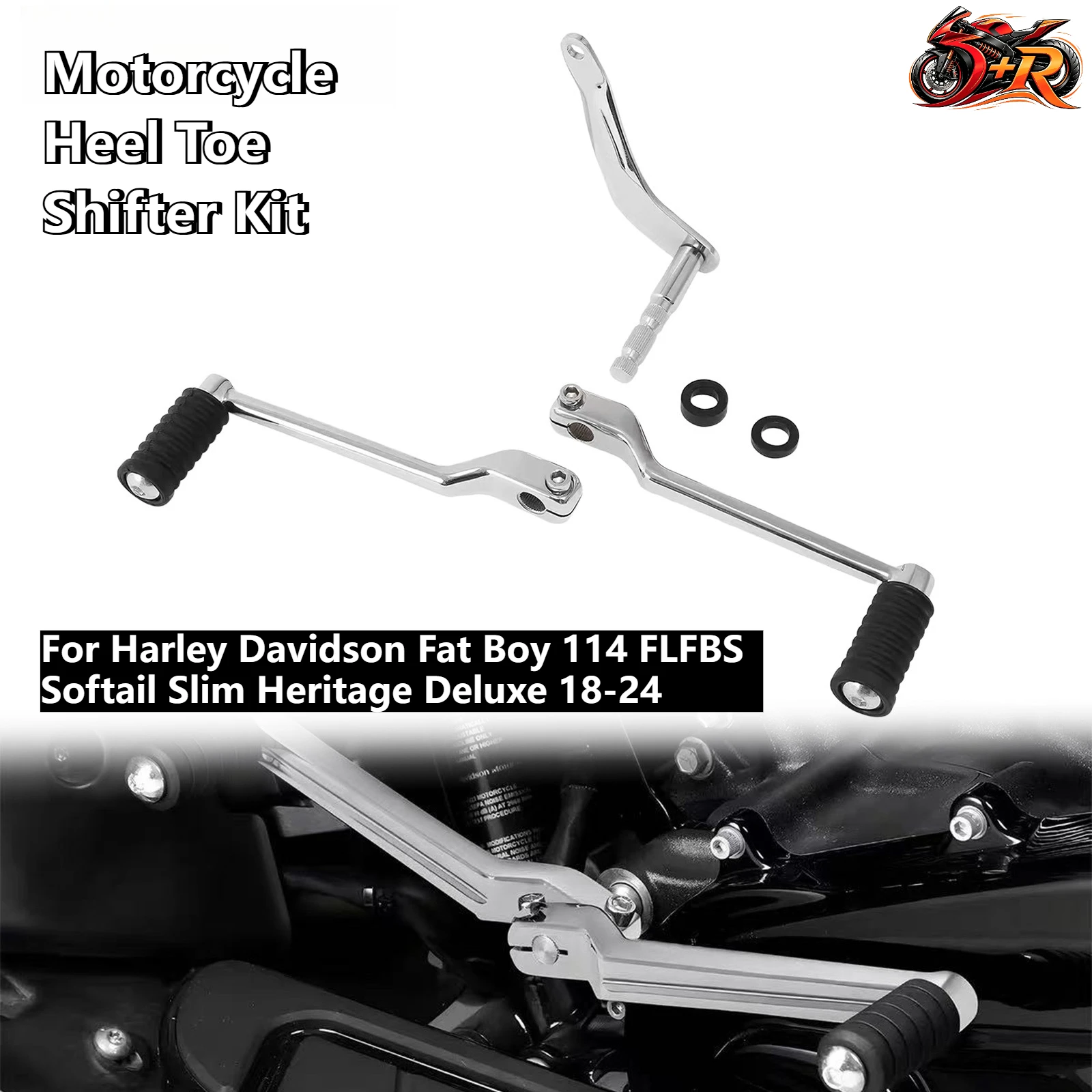 

Heel Toe Shifter Kit For Harley Davidson Fat Boy Softail Slim Heritage Deluxe 2018-2025 Zinc Alloy Chrome Non-slip Easy Install