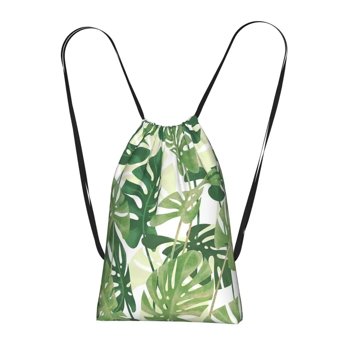 

Green Tropical Jungle Leaf Print Backpacks Multi-function Drawstring Bags Storage Bag Book Bags for Man Woman Students