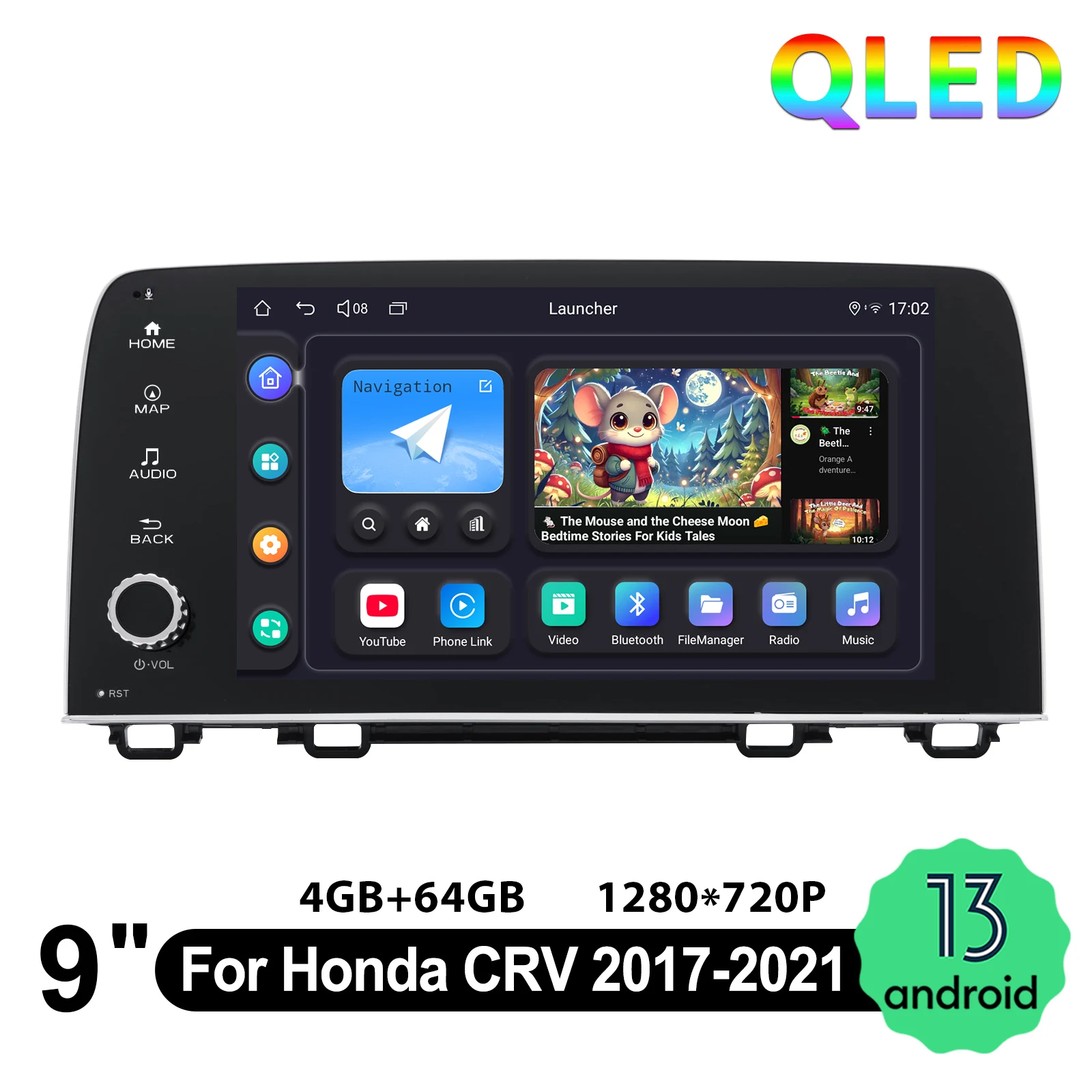 JOYING 9"Android 13.0 Car Radio Stereo Multimedia Player Carplay&Android Auto For Honda CRV CR-V 2017-2021 Plug and Play