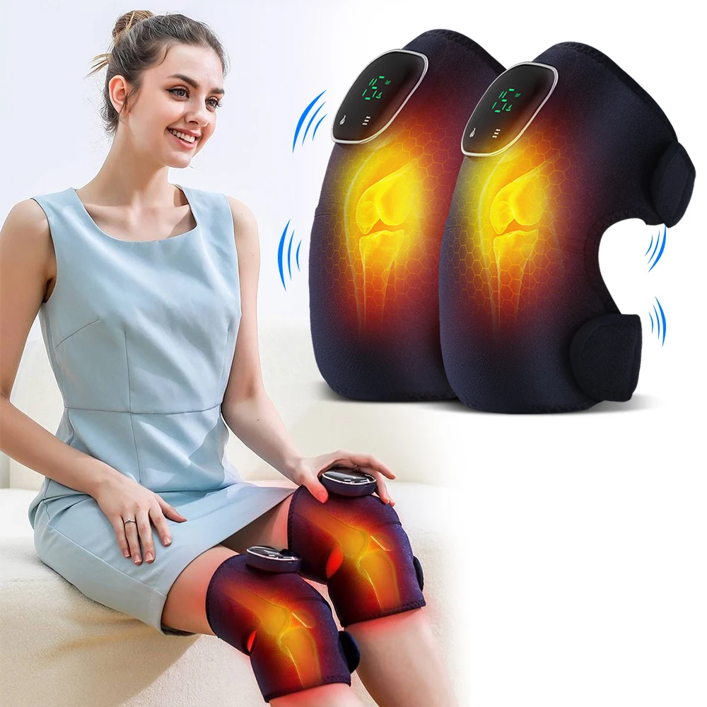 Heating Knee Massager Knee Shoulder Elbow 3-in-1 Heated Knee Portable Wireless Vibration Knee Heating Pad Heated Knee Brace Gift