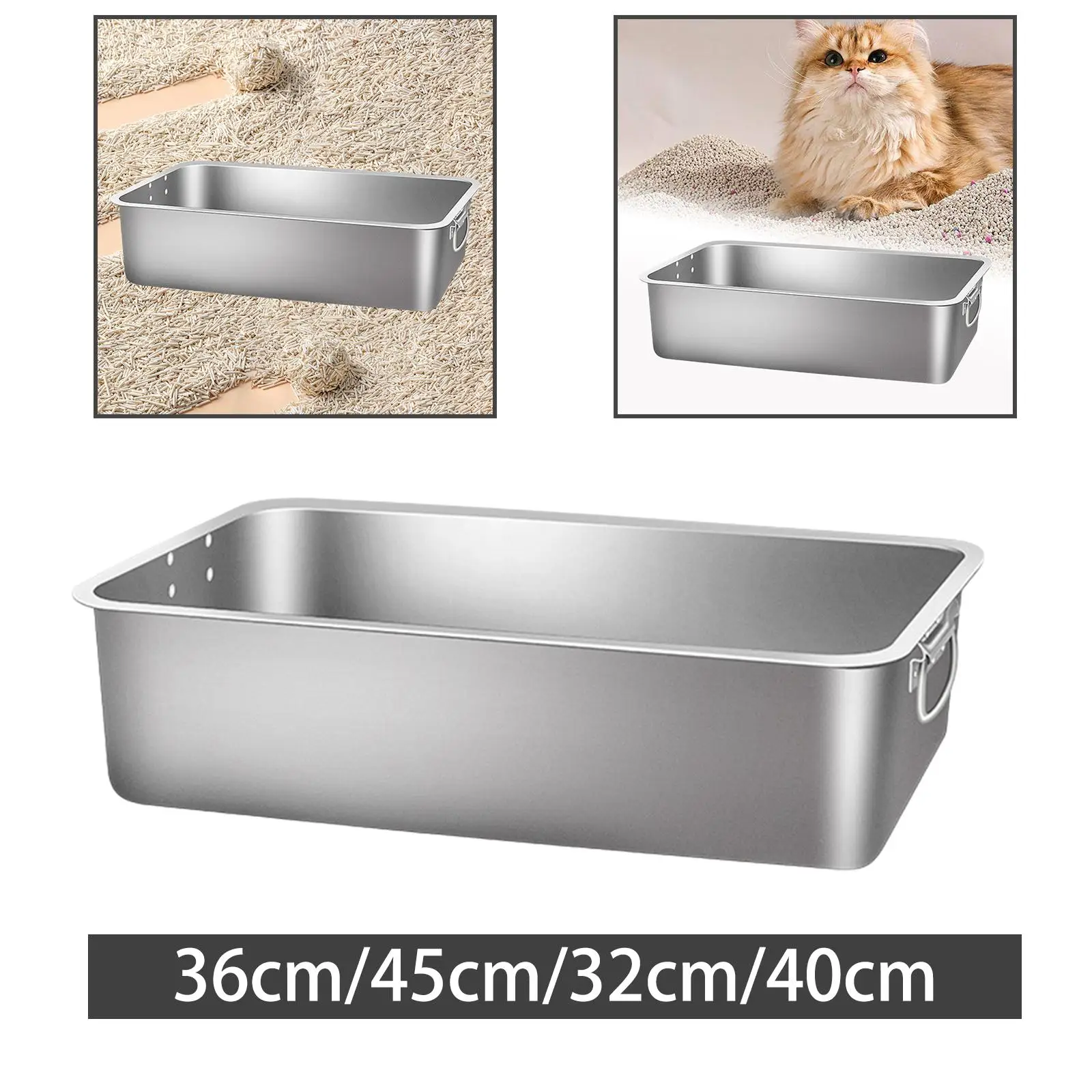 Open Top Pet Litter Box Cats Bedpan Non Stick Smooth Surface for Indoor Cats with Handles Kitty Litter Box Cats Toilet Sand Box