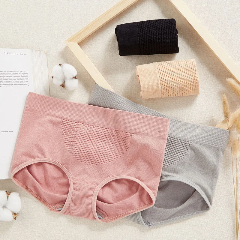 ملابس داخلية ثلاثية الأبعاد بدون خياطة للنساء ، سراويل داخلية دافئة للقصر ، على الطريقة اليابانية ، ناعمة ومريحة ، تحكم في البطن ، شد الورك ، 4 ~