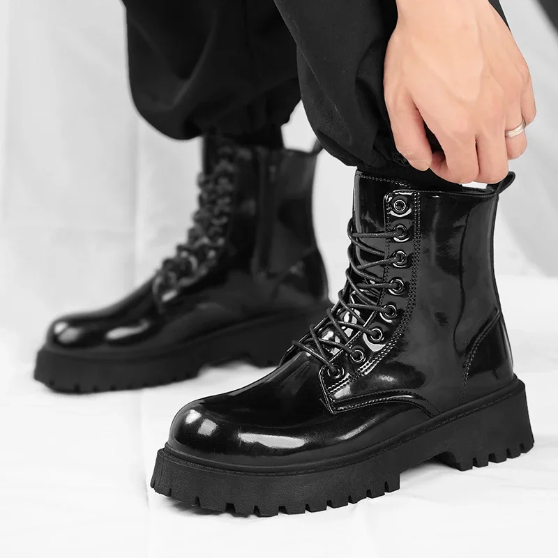 Botas tobilleras de cuero con plataforma para hombre y mujer, zapatos informales de diseñador de lujo a la moda, estilo Chelsea, Unisex