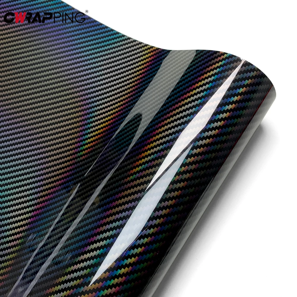 Carbon Fiber Vinyl Film Hochglanz Laser Schwarz Motorrad DIY Aufkleber Effekt Wrap Aufkleber für Auto Motorrad Körper Zubehör