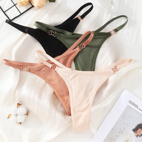 FNIO 여성용 코튼 끈 팬티, 로우 라이즈 G-스트링 란제리 속옷, 섹시한 심리스 소녀 란제리 브리프 속옷