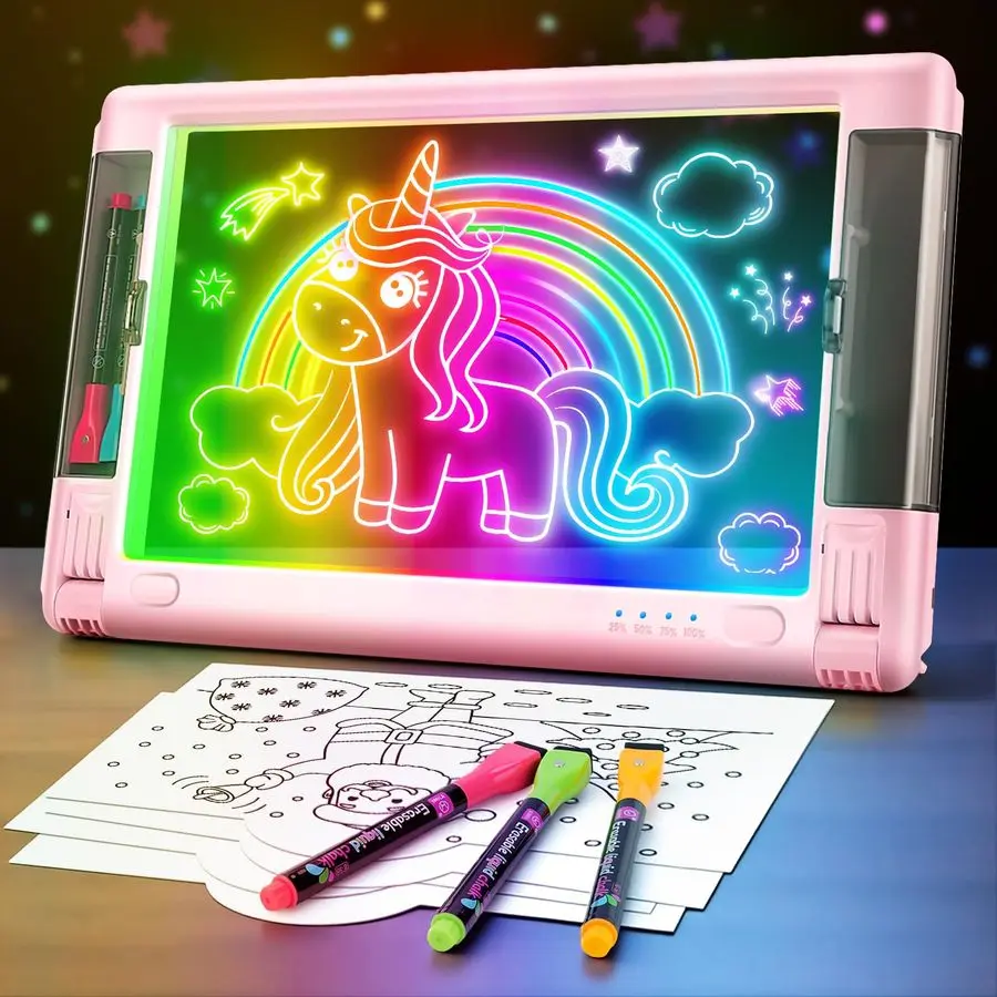 

LED Drawing Board, 15 Inch Lumiboard 9Color Light Modes Neon Art Light Up Writing Tablet Tracing Pad for Kids, Sketching Gift To