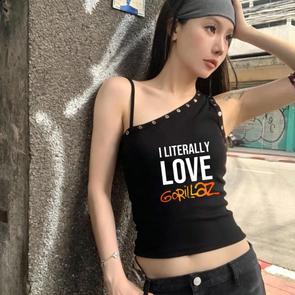 Gorillaz cropped top ladies korean fashion funny japan streetwear kawaii top tees cheap meme jojifuku graphic grunge