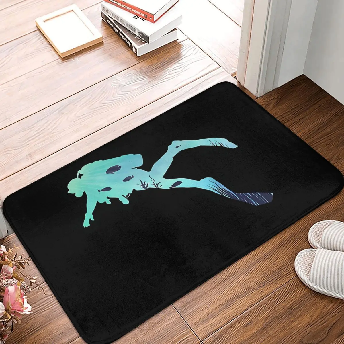 Scuba Diving Tee Diving Under Water Anti-Slip Doormat Living Room MatDiver Floor Carpet Welcome Rug Indoor Decor