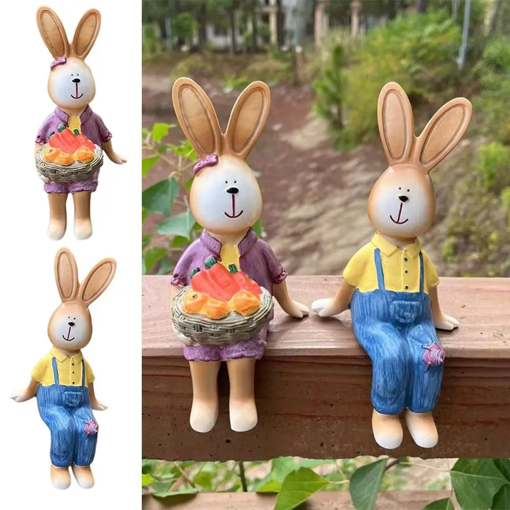 

Animal Sculpture Ornament Rabbits Decorations Animal Pattern Realistic Rabbit Figurine Graden Decor Resin