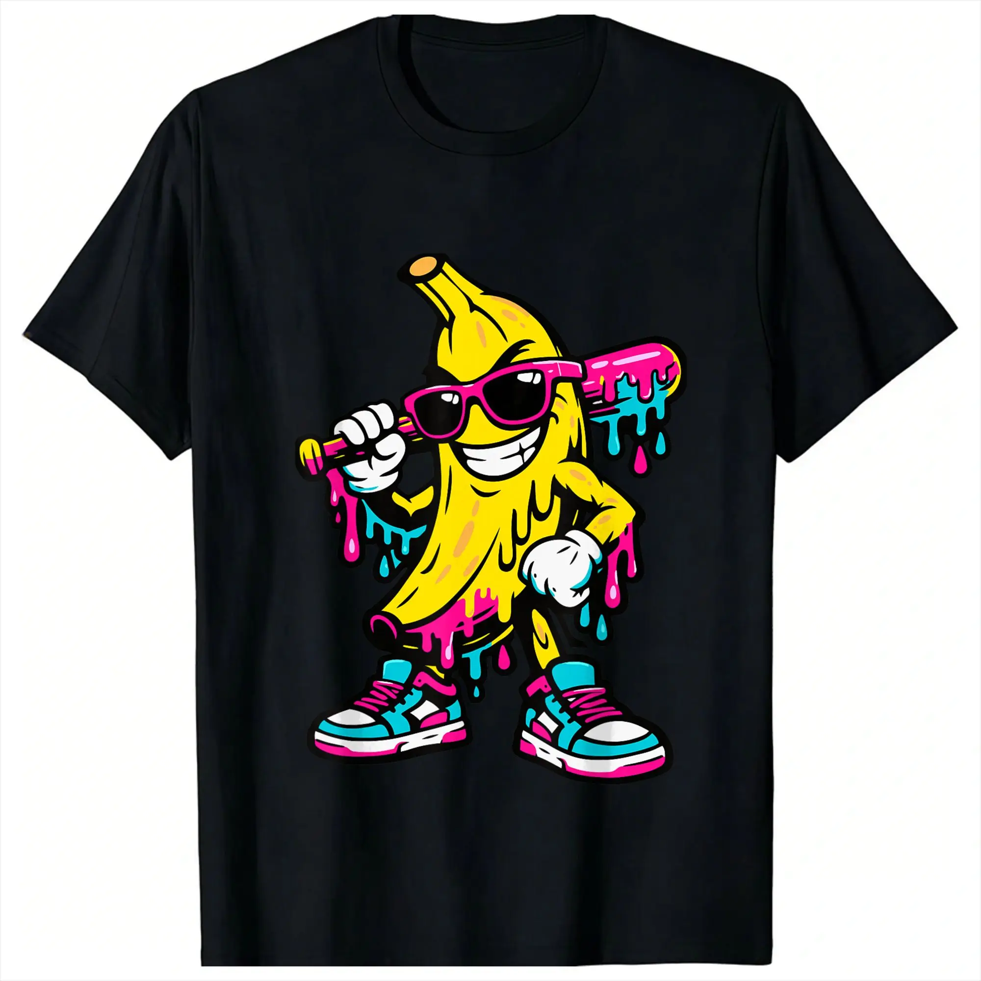 Men Women's T Shirt Funny Banana Baseball Player Cartoon T Shirts Fashion  Beach Tees Streetwear Casual Cotton Tops Gift Idea