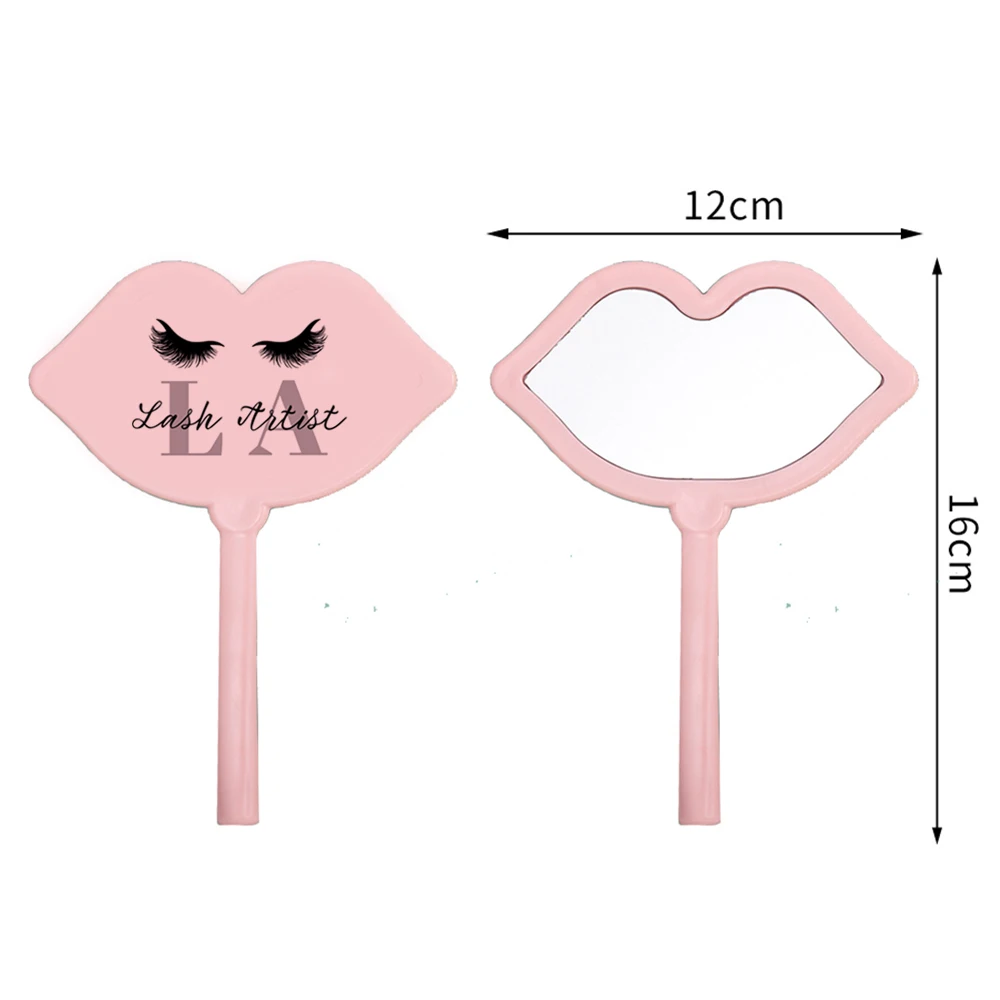 1 قطعة شكل الشفاه يده مرآة لوضع مساحيق التجميل لاش التكنولوجيا الفنان الأشياء الوردي الأحمر الأبيض رمش تمديد المرايا صالون أداة الملحقات